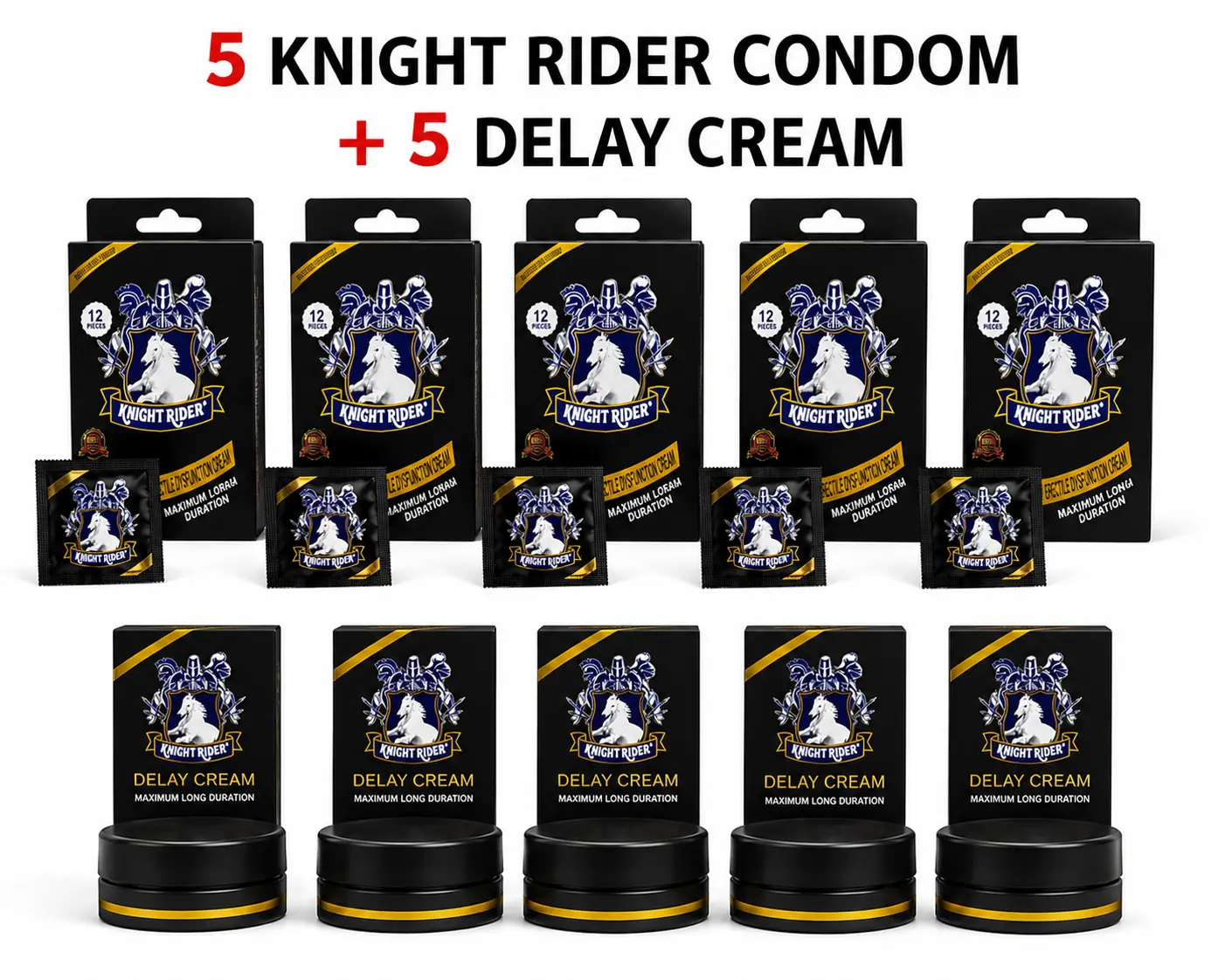 Knight Rider Delay Cream + 5 Condoms Pack | Buy Online