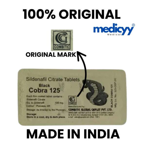 Black cobra 125Mg by Combitic Global Caplet Pvt Ltd (India). (20 Tablet) 7 Black cobra 125Mg by Combitic Global Caplet Pvt Ltd (India). (20 Tablet)