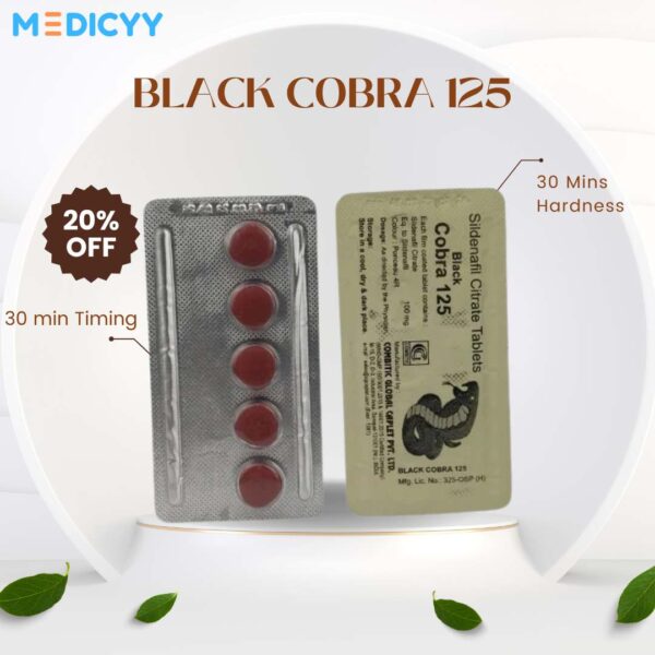 Black cobra 125Mg by Combitic Global Caplet Pvt Ltd (India). (20 Tablet) 6 Black cobra 125Mg by Combitic Global Caplet Pvt Ltd (India). (20 Tablet)