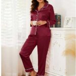 Mahroon Full Sleave Silk Shirt and Trouser
