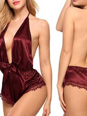Mahroon Silk Deep V Helter