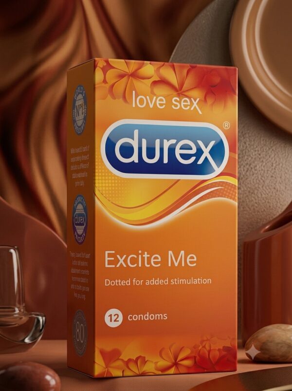 Durex Excite Me Dotted Condoms – Pack of 12 | Raised Dots, Pre-Lubricated | Pakistan