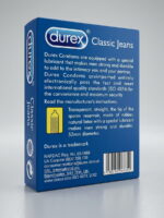 Durex Classic Jeans Condoms – Pack of 12 | Extra Lubricated, Natural Latex