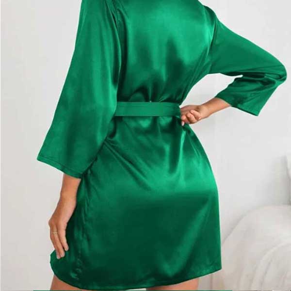 Green Silk Open Front Gown Free Size 2 Green Silk Open Front Gown Free Size