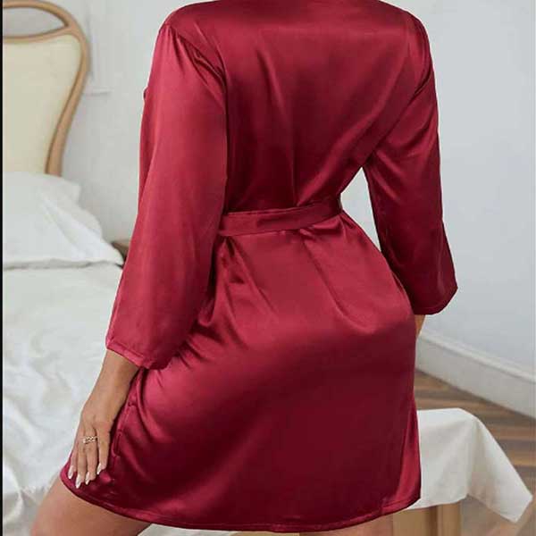 Mahroon Silk Open Front Gown Free Size 2 Mahroon Silk Open Front Gown Free Size