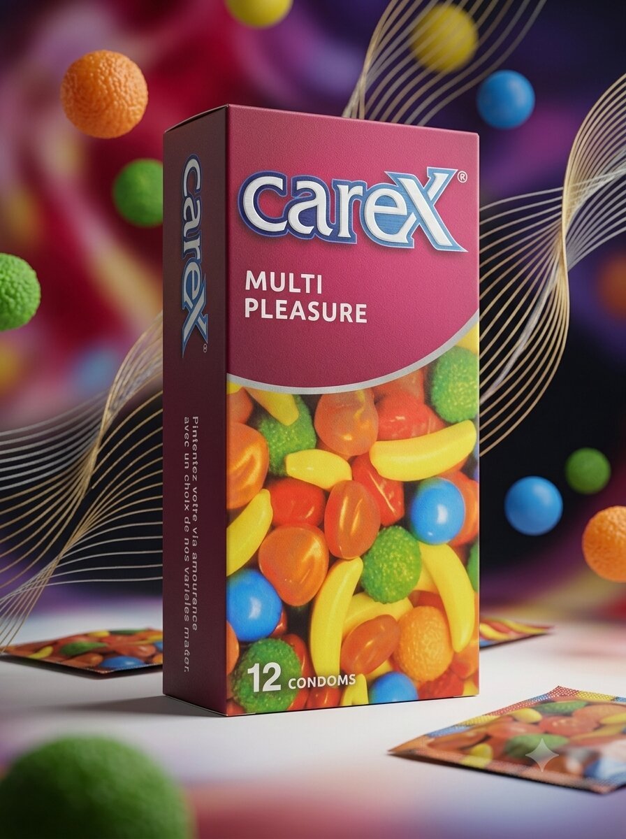 Carex Multi Pleasure Condoms – Dotted & Ribbed, 12 Pack | Buy in Pakistan