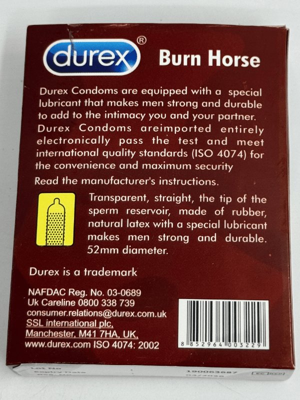 Durex Burn Horse Condom - 12 Lubricant Condoms 2 Durex Burn Horse Condom - 12 Lubricant Condoms