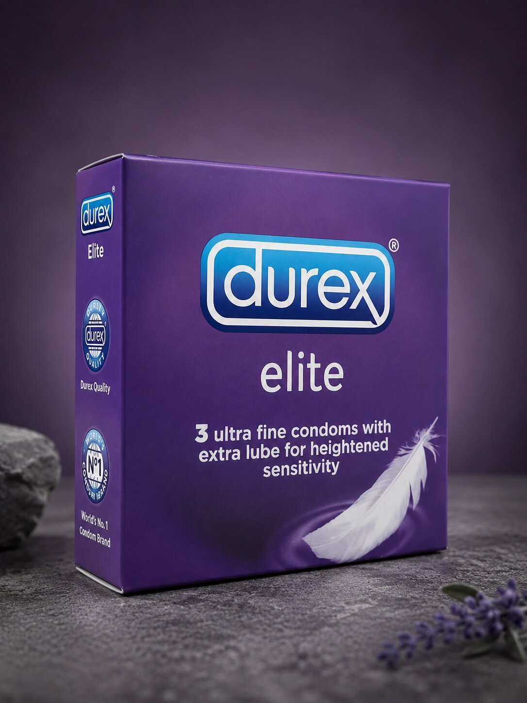 Durex Elite Condoms | 3 Pack | Ultra Fine | Extra Lubricated