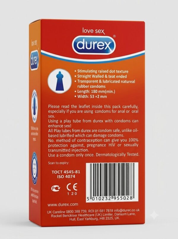 Durex Excite Me Dotted Condoms – Pack of 12 | Raised Dots, Pre-Lubricated | Pakistan 2 Durex Excite Me Dotted Condoms – Pack of 12 | Raised Dots, Pre-Lubricated | Pakistan