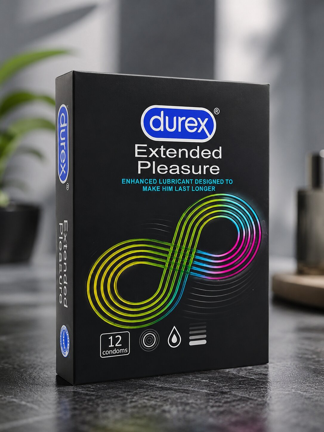 Durex Extended Pleasure Condoms – 12 Pack | Delay Lubricant, Textured, Long Lasting