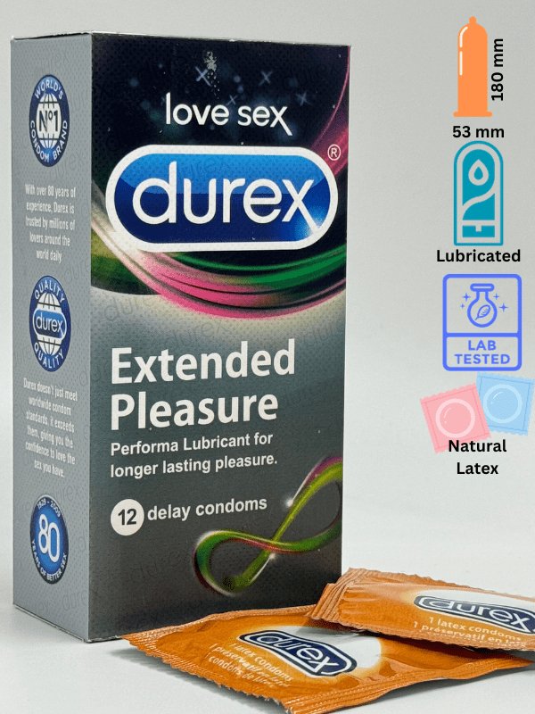 Durex Extended Pleasure Condoms Lubricated – 12 Long Lasting Delay Condoms