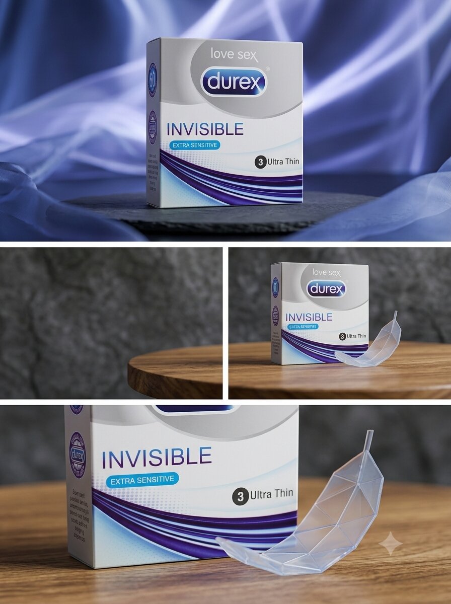Durex Invisible Extra Sensitive Condoms – Ultra Thin, Lubricated (Pack of 3)