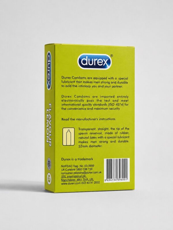 Durex Lemon Flavoured Condoms – Pack of 12 | Lubricated & Long-Lasting 2 Durex Lemon Flavoured Condoms – Pack of 12 | Lubricated & Long-Lasting