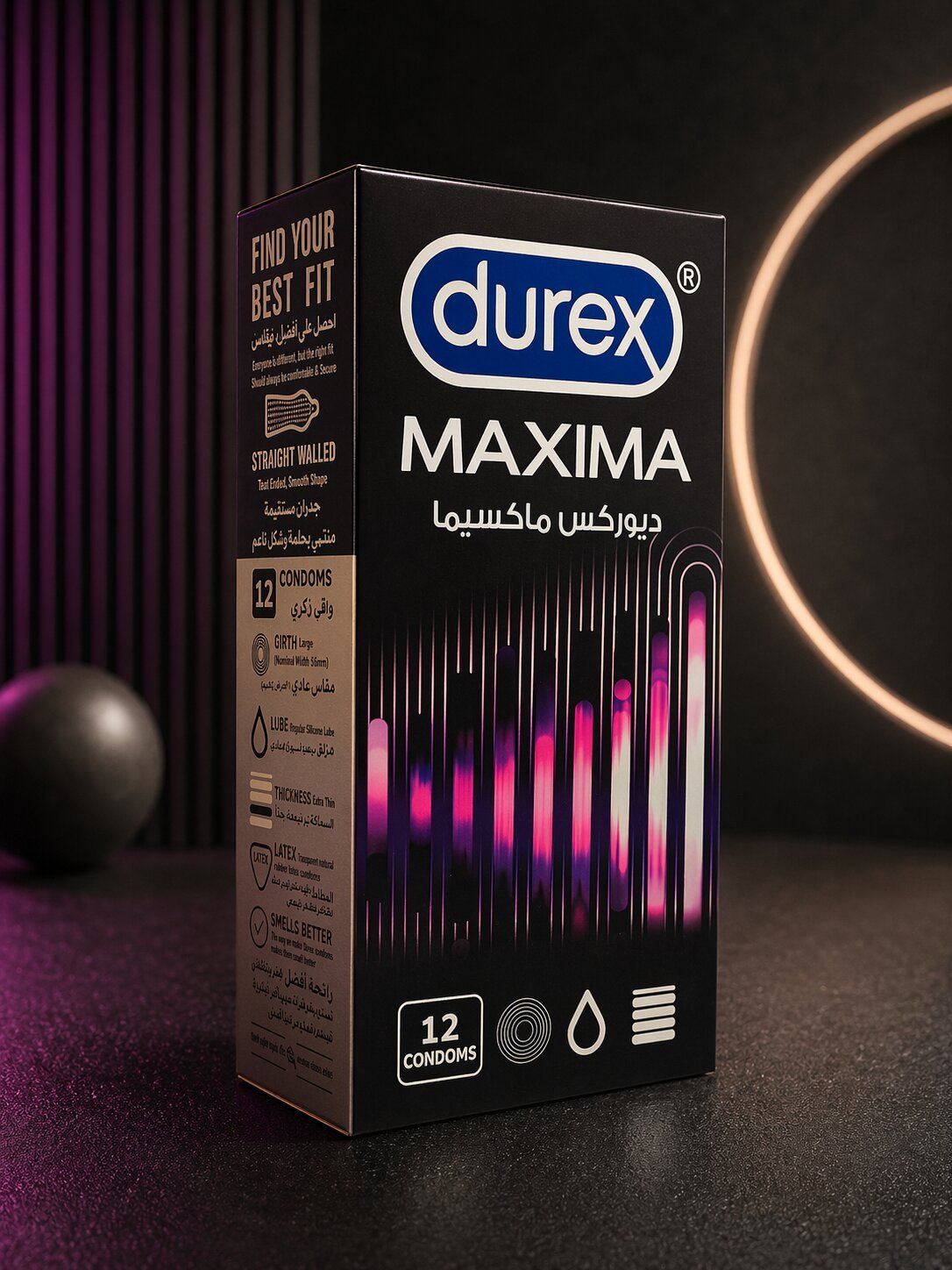 Durex Maxima Dotted Delay Condoms – Pack of 12 | Extra Lubricated for Long-Lasting Pleasure