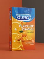 Durex Orange Flavoured Condoms – Pack of 12 | Lubricated, Natural Latex