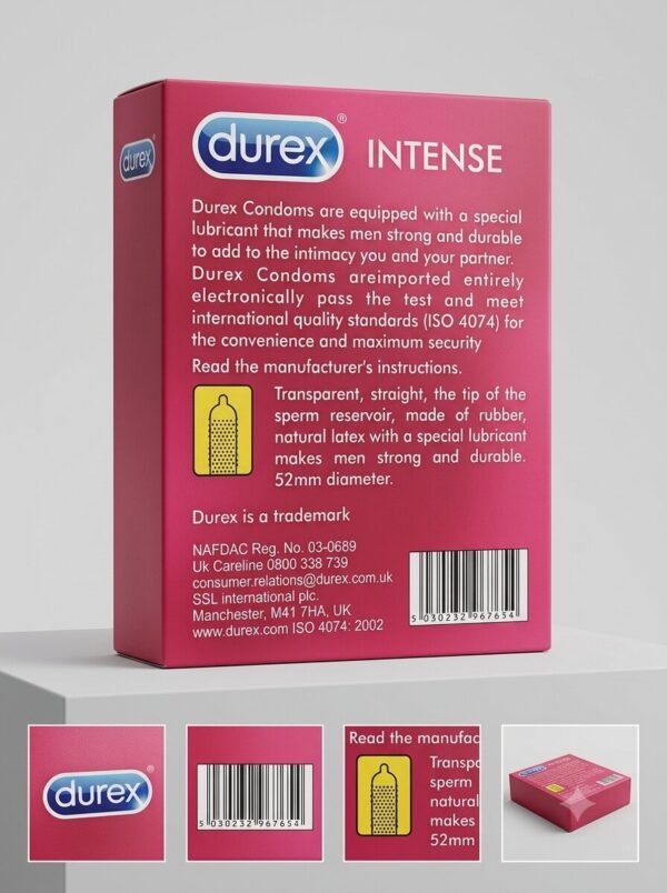Durex Performax Intense Condoms | Ribbed & Delay Lubricant | Pack of 12 2 Durex Performax Intense Condoms | Ribbed & Delay Lubricant | Pack of 12