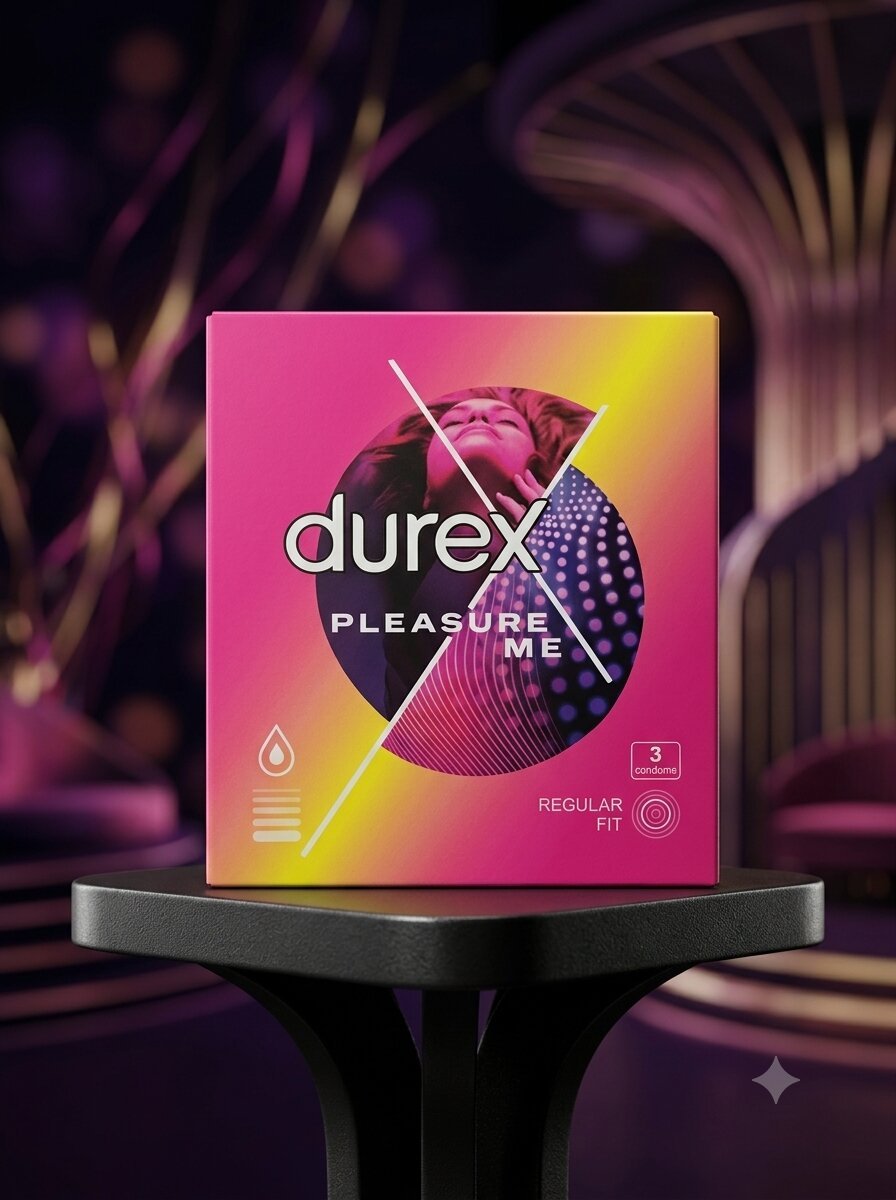 Durex Pleasure Me Condoms – Lubricated, Regular Fit | 3 Pack