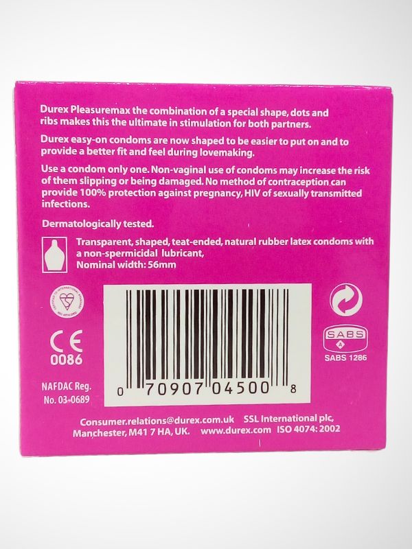 Durex Pleasuremax Condoms - 3 Ribbed & Dotted Condoms 2 Durex Pleasuremax Condoms - 3 Ribbed & Dotted Condoms