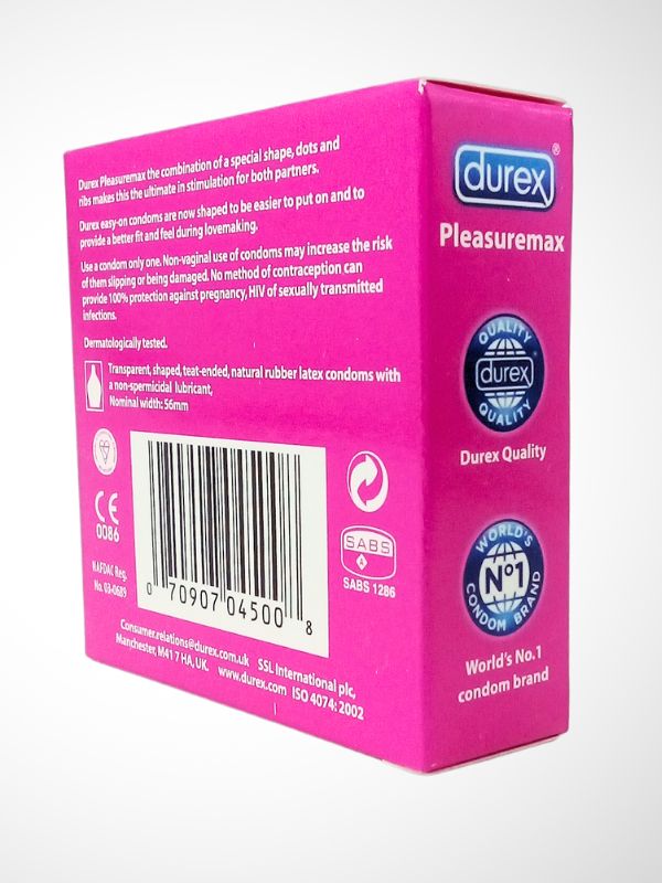 Durex Pleasuremax Condoms - 3 Ribbed & Dotted Condoms 3 Durex Pleasuremax Condoms - 3 Ribbed & Dotted Condoms