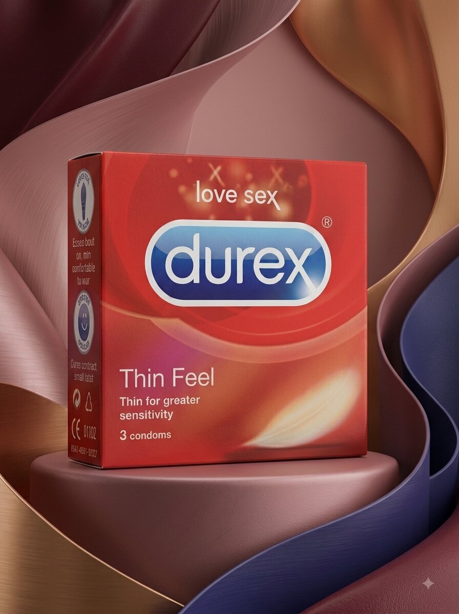 Durex Thin Feel Condoms – 3 Pack | Natural Sensitivity Protection