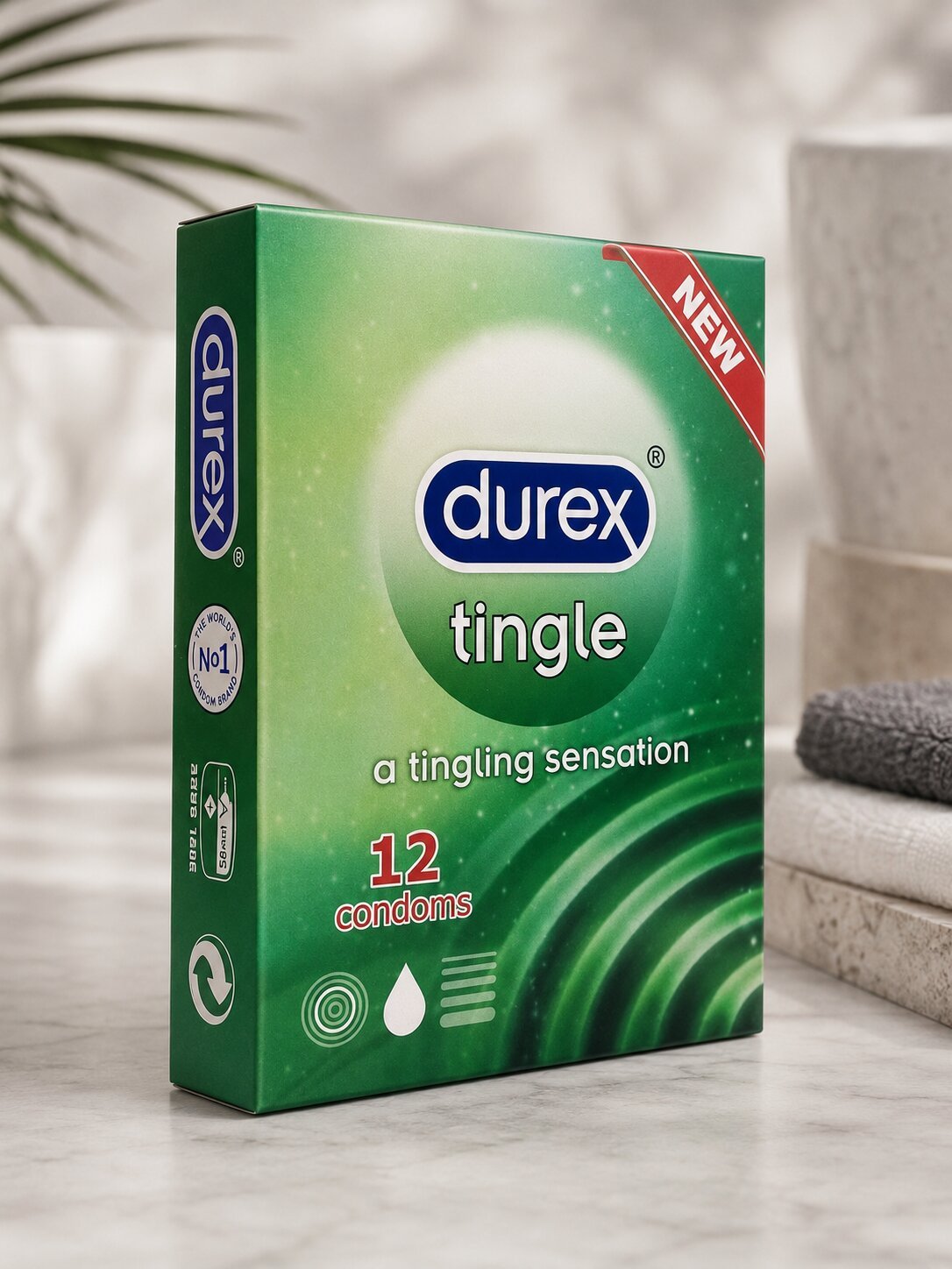 Durex Tingle Condoms – 12 Pack | Tingling Lubricant, Textured, Extra Sensation