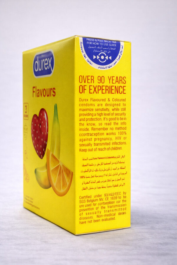Durex Flavored Condoms - 3 Pack Fruity Mix (Strawberry, Banana, Orange) 4 Durex Flavored Condoms - 3 Pack Fruity Mix (Strawberry, Banana, Orange)