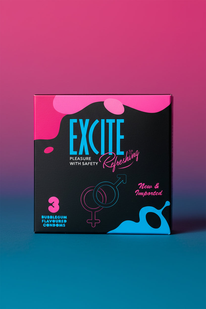 Excite Condoms –  3 Bubblegum Flavor Condoms
