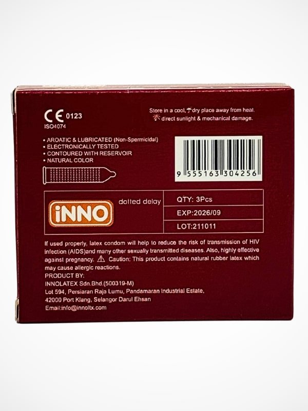 Inno Dotted Delay Condoms - 3 Pack for Extended Pleasure 2 Inno Dotted Delay Condoms - 3 Pack for Extended Pleasure