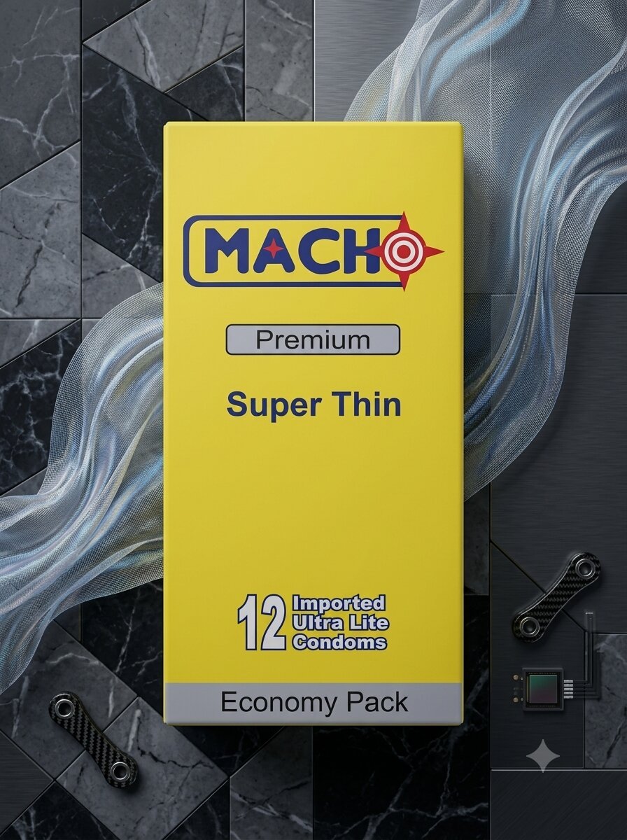Macho Super Thin Condoms – Pack of 12 | Ultra Lite Natural Latex