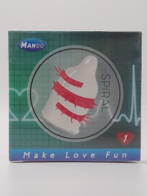 Mango Spiral Spike Condom – 1 Piece Textured Condom