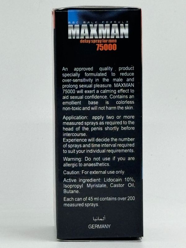 Maxman Delay Spray 75000 - Extra Strong Premature Ejaculation Solution 45ML 3 Maxman Delay Spray 75000 - Extra Strong Premature Ejaculation Solution 45ML