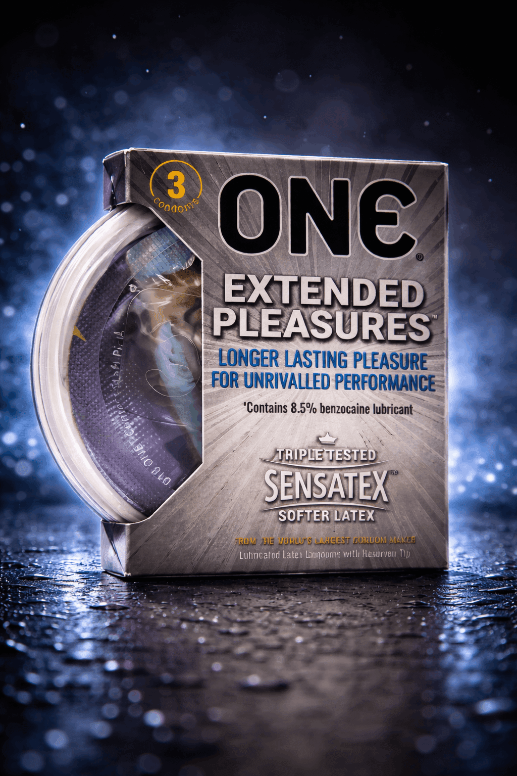 ONE Extended Pleasure Condoms – 3 Long Lasting Delay Condoms for Enhanced Performance