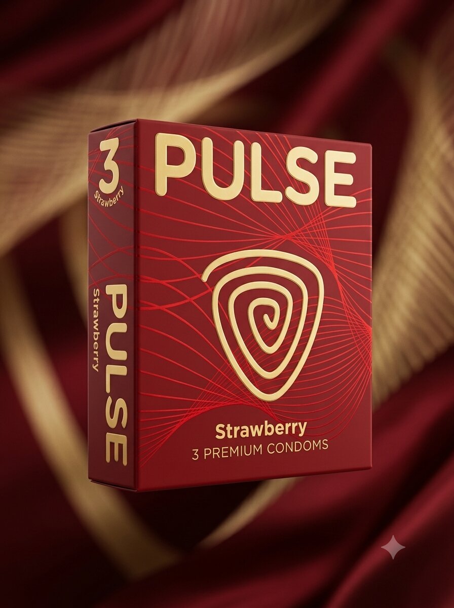Pulse Strawberry Flavored Condoms – 3-Pack | Premium Latex Protection