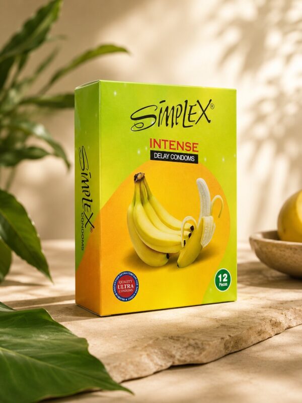 Simplex Intense Delay Condoms – Long-Lasting, Lubricated (Pack of 12)