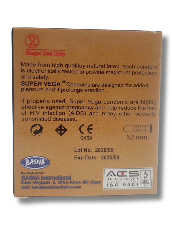 Super Vega Condoms 3 Pieces - Golden 2 Super Vega Condoms 3 Pieces - Golden