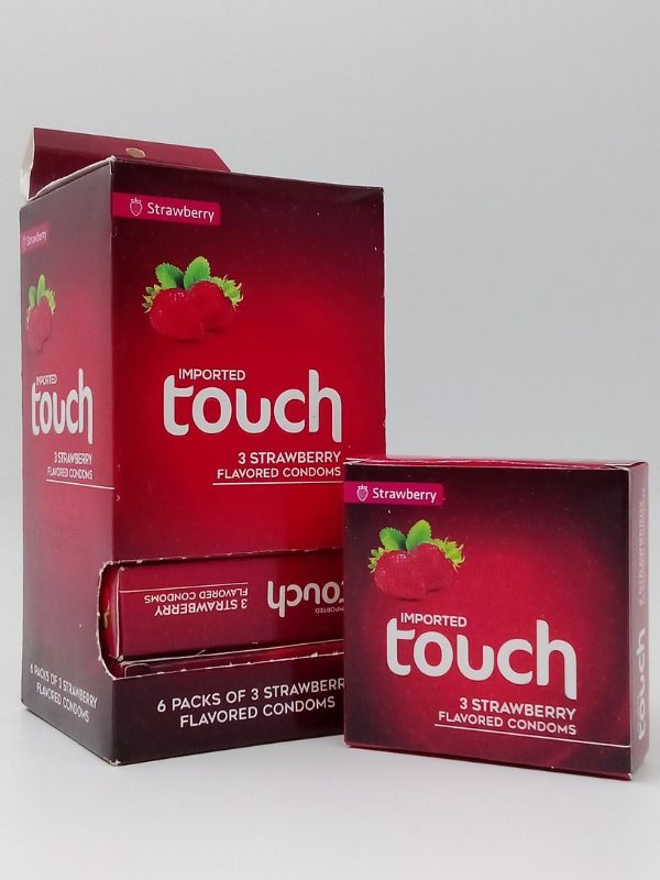 Touch Condoms Strawberry Flavored – 6 X 3 Pack of Condoms