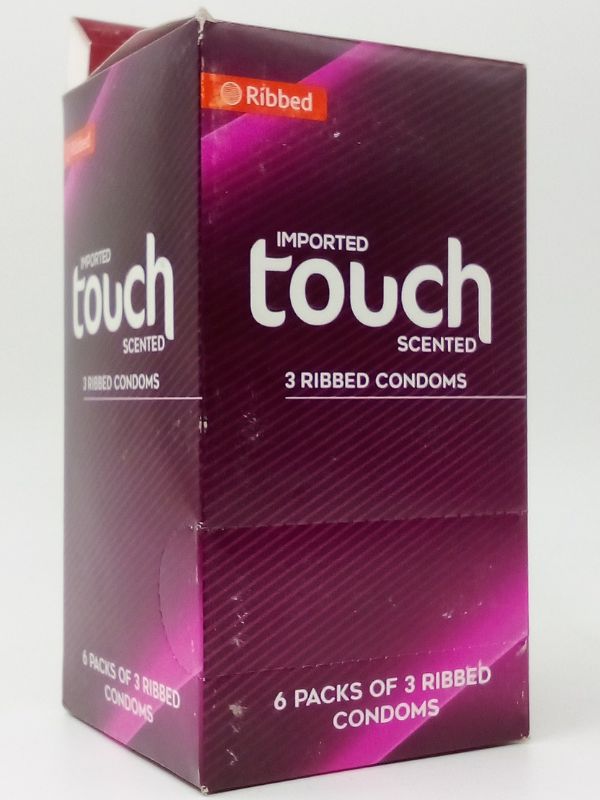 Touch Ribbed Condom Pack – 6 x 3 Ribbed Scented Condoms