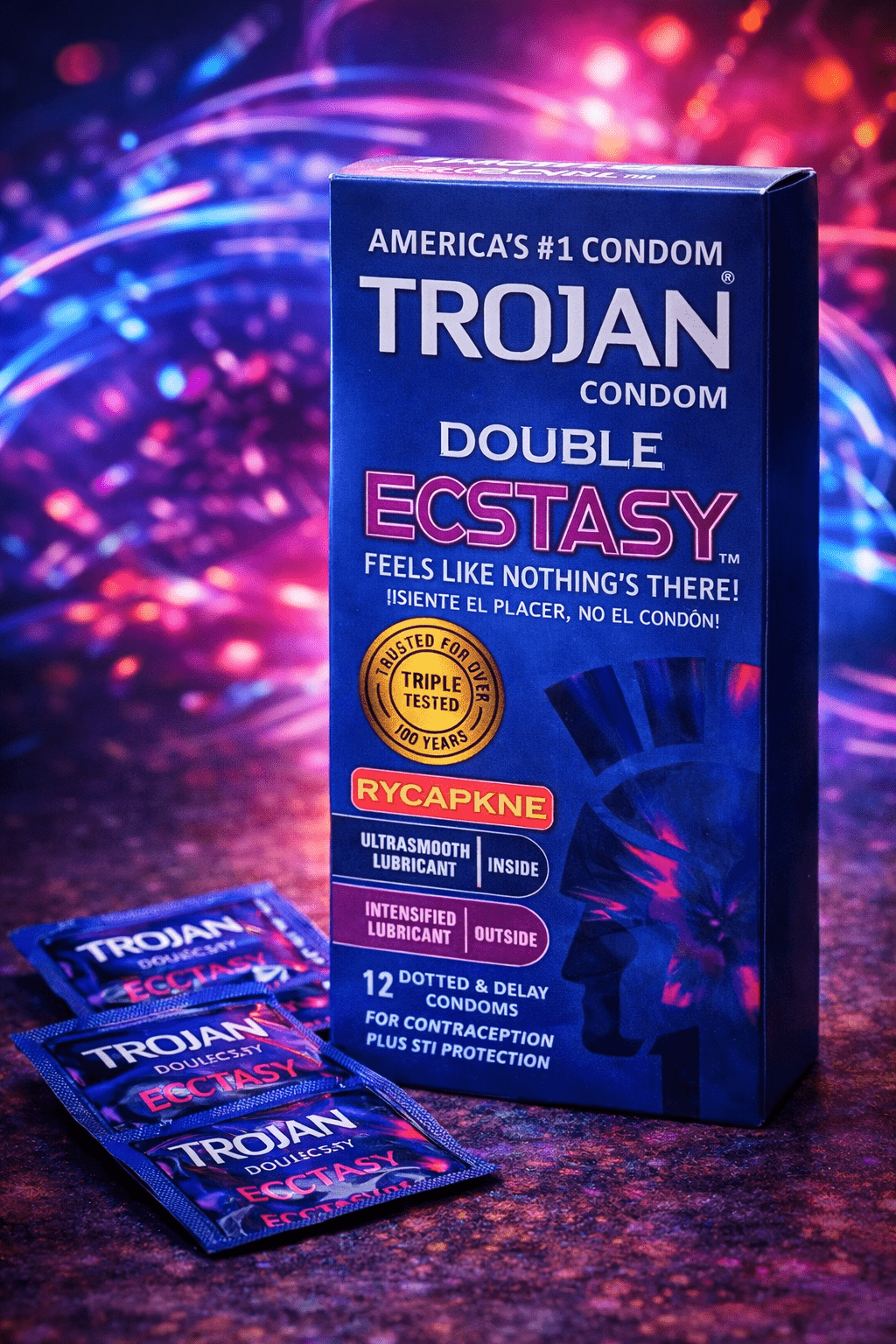 Trojan Double Ecstasy Condoms – 12 Pack Dual Lubricant for Mutual Pleasure