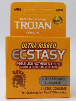 Trojan Ecstasy Condoms - 3 Ultra Ribbed Condoms