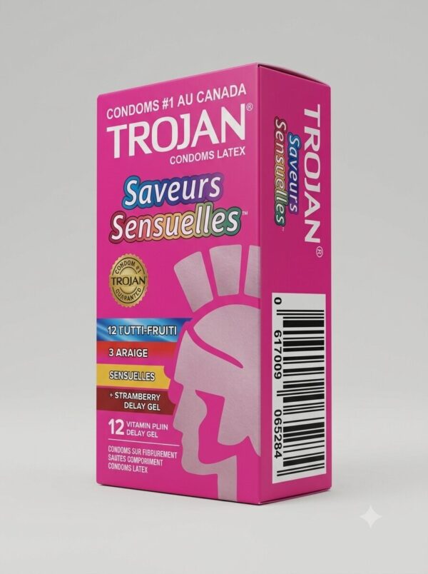 Trojan Flavored Condoms – Tutti Frutti, Strawberry & Banana | 12 Pack 4 Trojan Flavored Condoms – Tutti Frutti, Strawberry & Banana | 12 Pack