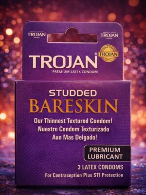 Trojan Studded Bareskin Condoms 3-Pack - Premium Thinnest Condoms