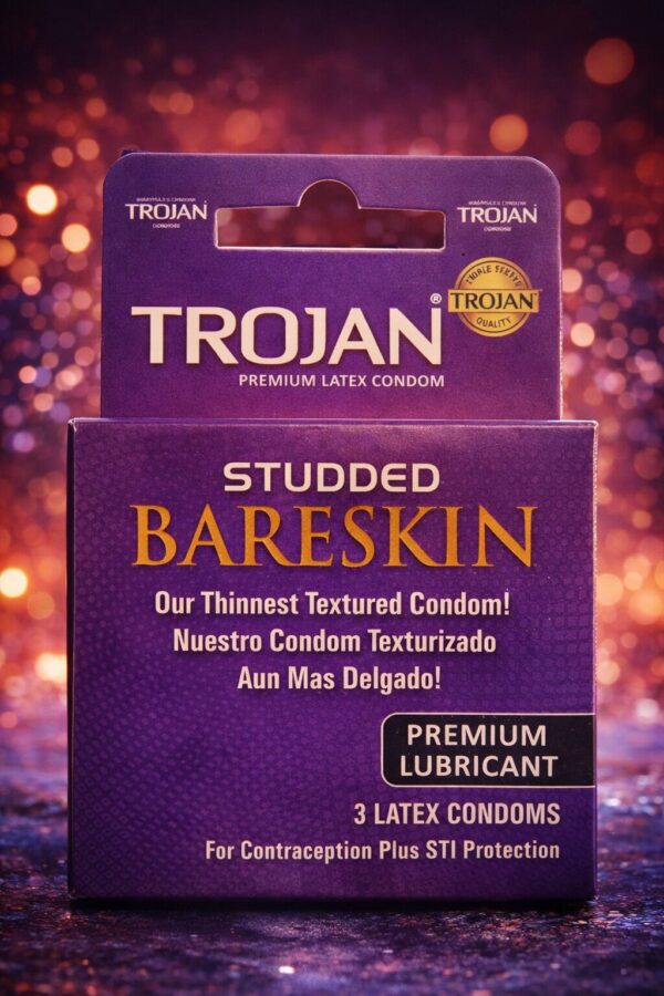 Trojan Studded Bareskin Condoms 3-Pack - Premium Thinnest Condoms