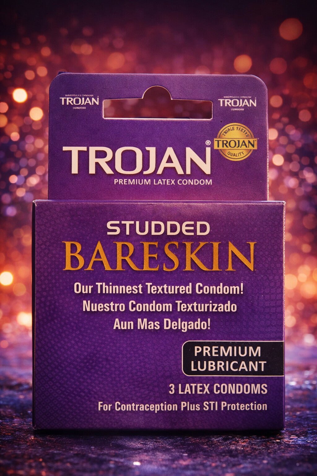 Trojan Studded Bareskin Condoms 3-Pack – Premium Thinnest Condoms