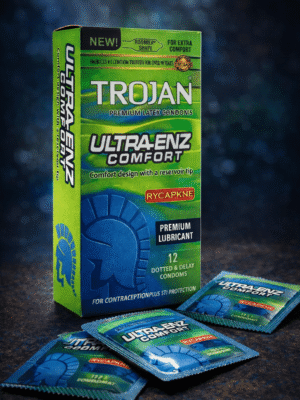 Trojan Ultra ENZ Condoms - 12 Premium Latex Comfort Condoms for Men