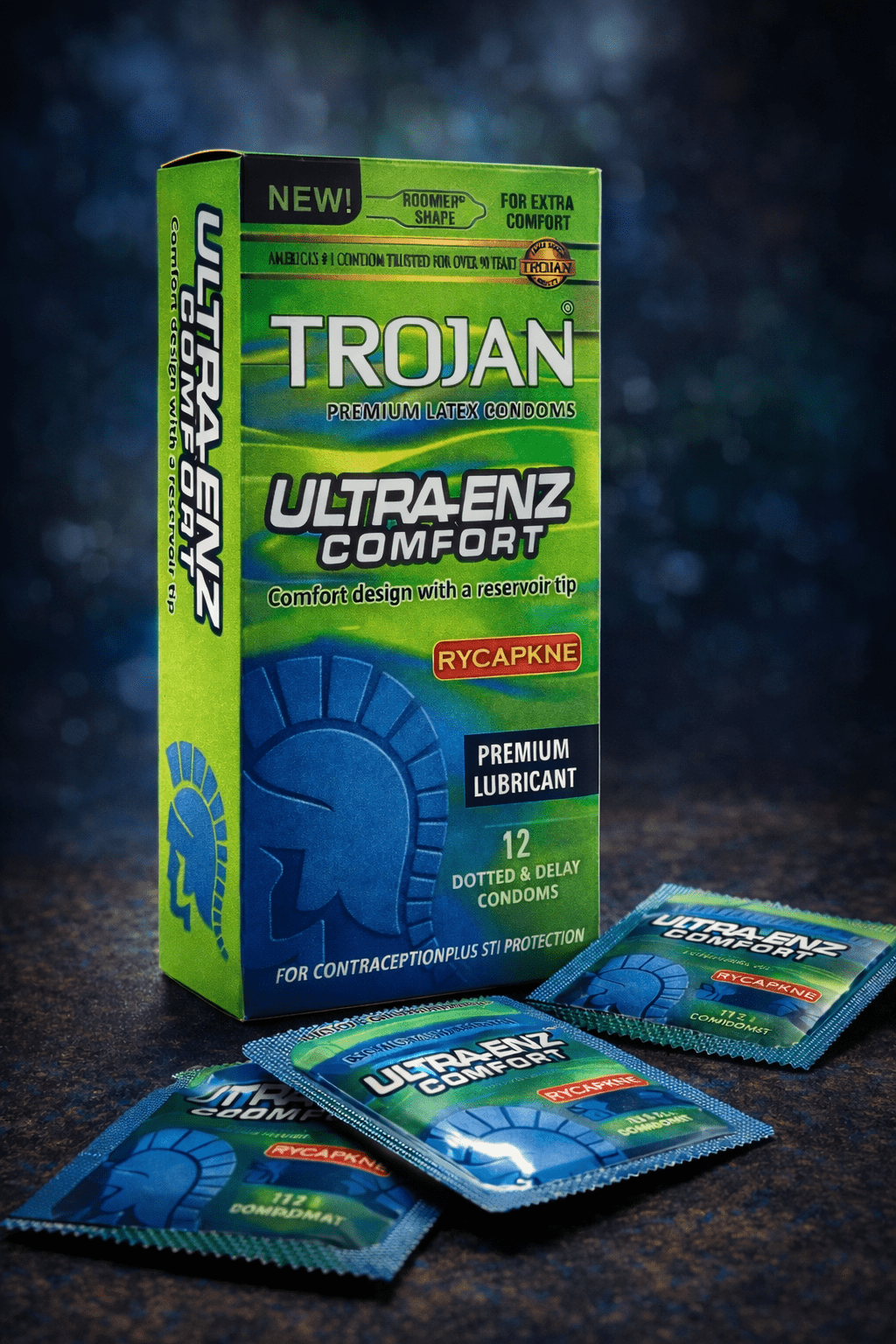 Trojan Ultra ENZ Condoms – 12 Premium Latex Comfort Condoms for Men