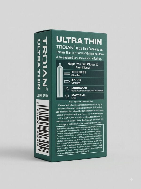 Trojan Ultra Thin Condoms – 12 Lubricated Delay Latex Condoms 2 Trojan Ultra Thin Condoms – 12 Lubricated Delay Latex Condoms