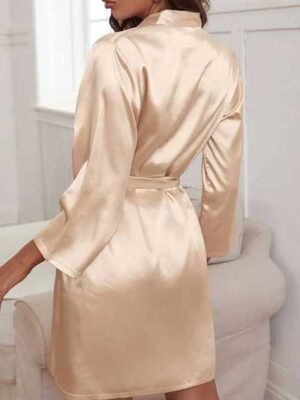 Champagne Silk Open Front Gown Free Size