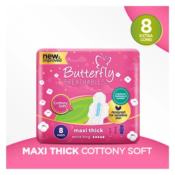 Butterfly Breathables Maxi Thick Pads, Extra Long, 8-Pack in Pakistan
