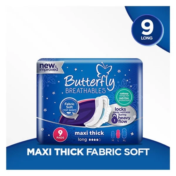 Butterfly Breathables Maxi Thick Pads – Large (9-Pack) in Pakistan