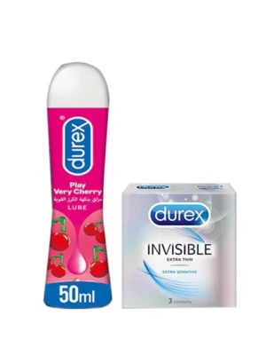 Durex Couple Pack – Invisible Condoms (3S) & Cherry Lube Gel in Pakistan